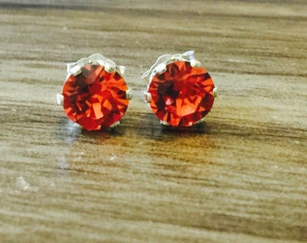 Padparadscha Swarovski Crystal Sterling Silver Earrings