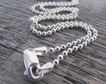 Sterling Silver Ball Chain, 30 Inch Chain, 2mm Chain, Silver Bead Chain, Sterling Silver Bead Chain, 925 Chain, Italian Silver Chain