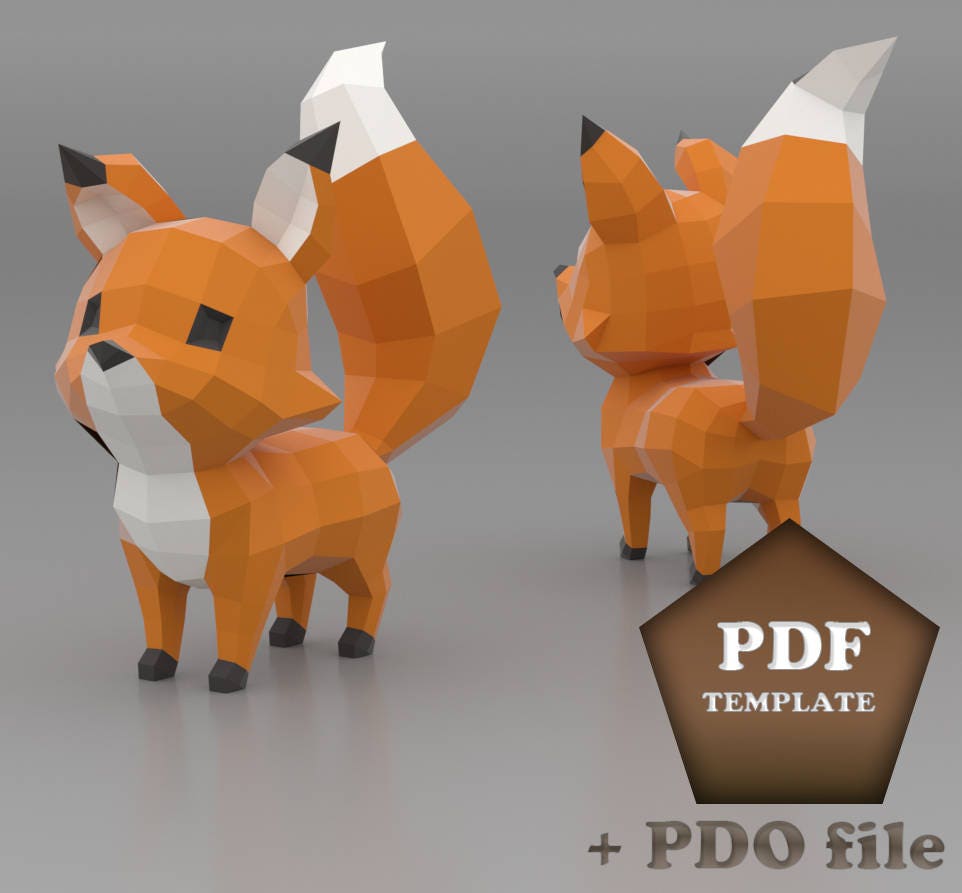 Paperized Low Poly Fox Papercraft Paper Crafts Papercraft Templates