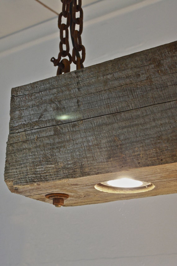 Rustic Industrial Modern Hanging Reclaimed Wood Beam Light Like This Item
