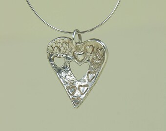 Fine Silver Handcrafted Heart to Heart Pendant