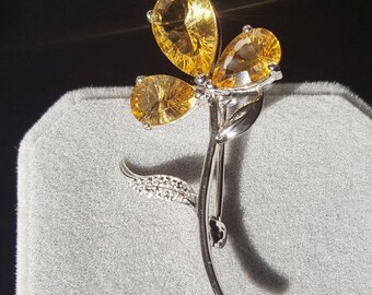 Sterling silver Citrine brooches