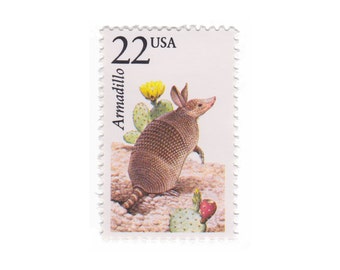 10 Unused Vintage Postage Stamps - 1987 22c Armadillo - North American Wildlife Stamps- Item No. 2296
