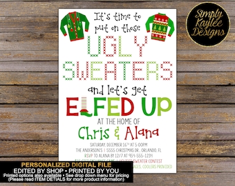 Elfed Up Ugly Christmas Party Invitation