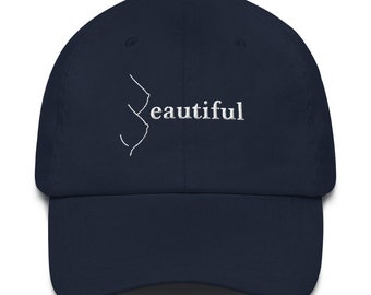 Beautfiful Embroidered Cap (Navy) Baseball Hat, Cute Gift, Summer Hat, Feminist Hat, Pink Hat, Dad Hat