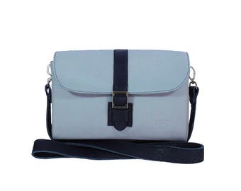 A leather small blue bag for woman, Minimal leather wallet, Leather crossbody bag, Leather bag strap, Minimal leather bag, Crossbody purse