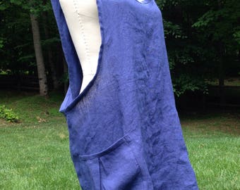 Linen Apron Pinafore Apron Japanese Apron Cross back Apron Linen Apron Dress Linen Pinafore Smock Apron