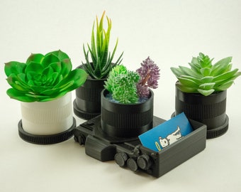 Camera Desk Planter - 3d-printed gift for photographer | succulent planter | Father's Day gift | photography lover | business card holder