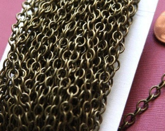32ft spool of Antique Brass Chain round cable chain 4X5mm - Soldered Links