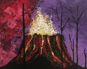 Kilauea Volcano Acrylics on 10 x 10 Wood Panel