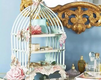 Floral Cupcake stand, tea party, Birdcage Cupcake, Cake Stand Vintage Wedding, Tea Party, cupcake stand