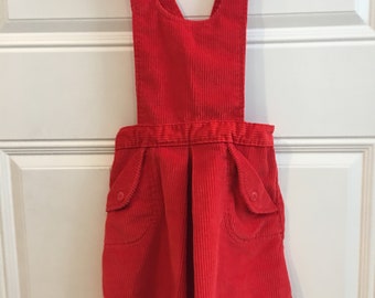 Vintage Carters Red Corduroy Jumper Dress (Size 5)