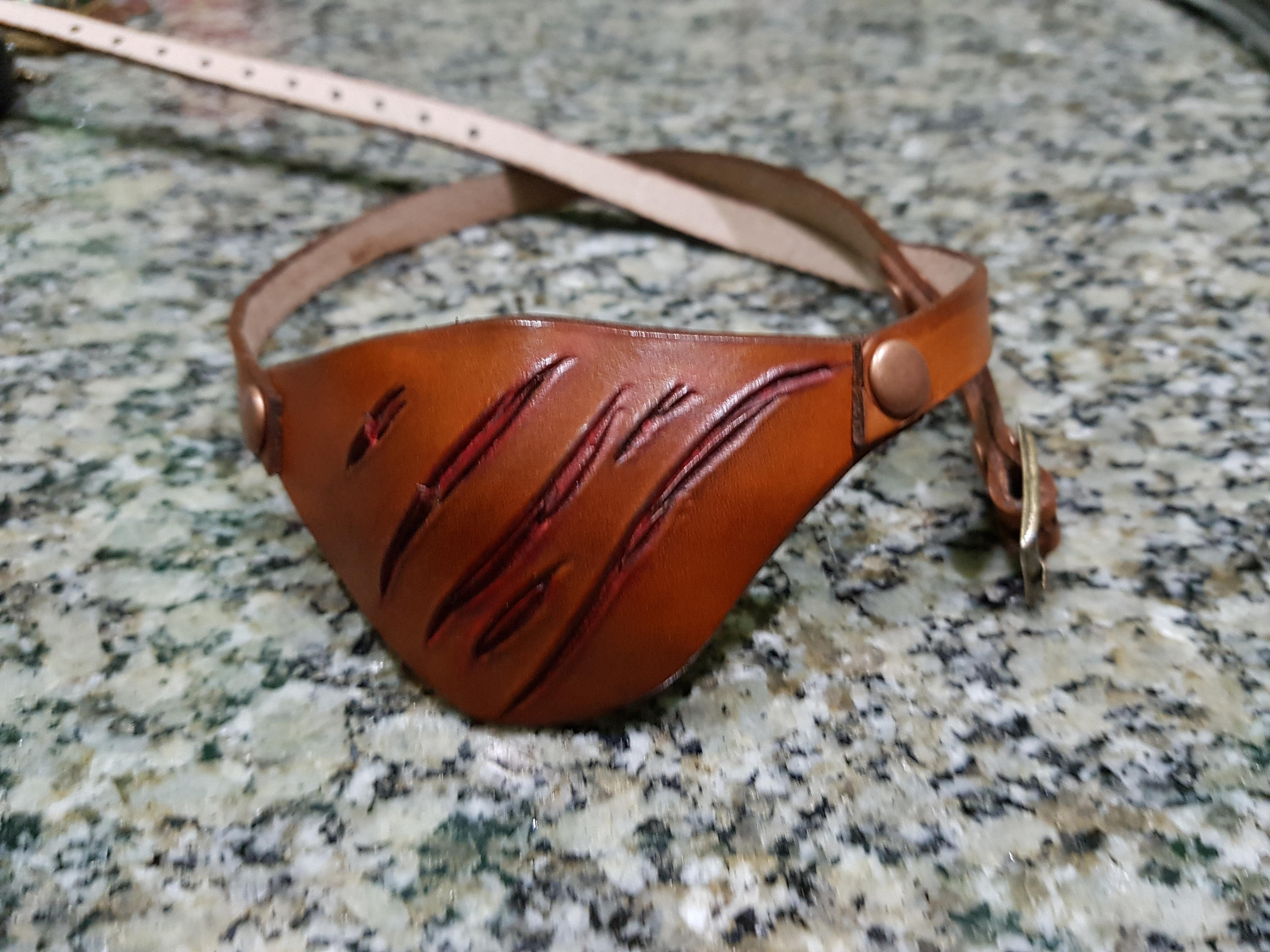 Unique scar pattern Leather eye patch with adjustable buckle