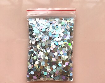 Chunky Iridescent Glitter Sequins 5g, used in slimes, crafts, nail art ( UK )