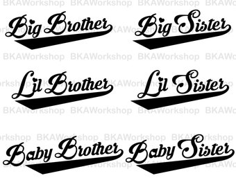 Big brother, Sister svg - Baby brother, sister svg - Little brother, sister digital clipart for Design or more, files download svg, png, dxf