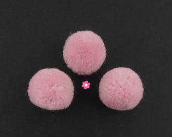 x 10 round tassel ball pink 20mm (258D)
