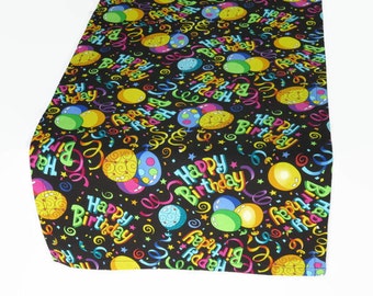 Happy Birthday Table Runner in 8 Lengths, Washable Birthday Party Table Runner, Happy Birthday Runner, Reusable Birthday Party Table Runner