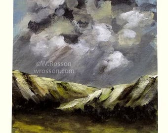 Thunderstorm, Weather, Rain, Original Painting, Landscape Painting, Mountain, Storm, Winter, Home Decor, Wall Art, Cloud Painting, Winjimir