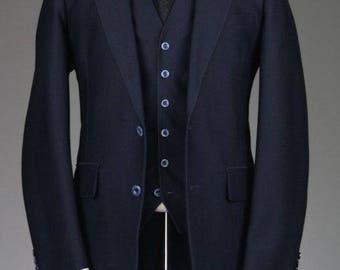 ON SALE Vintage 70s MOD Hardwick Navy Jacket Vest Combo Blazer 38 L