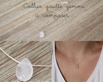 A dial - necklace Teardrop semi precious gem stone