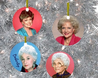 Golden Girls Printed Ceramic Christmas Ornaments Set of 4 ~Personalized Kitsch