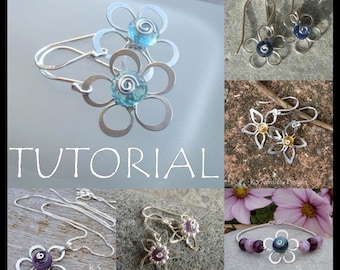 Wire Jewelry Tutorial - WIRE FLOWERS (4 variations, earrings & pendants) - Step by Step Wire Wrapping Wirework - Instant Download