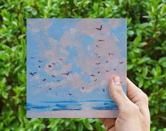 Scattering Seaside - ORIGINAL 6x6 Acrylic on Canvas Board