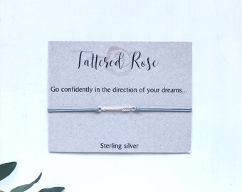 Arrow charm bracelet- sterling silver arrow cord bracelet with sliding clasp - Friendship jewellery - quote jewellery