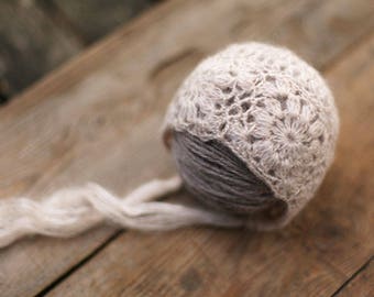 Newborn hat, Mohair hat, Baby girl bonnet