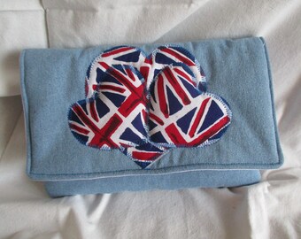 Denim hand made clutch bag