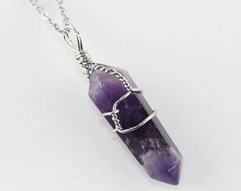 39mm Double Terminated Amethyst Pendant