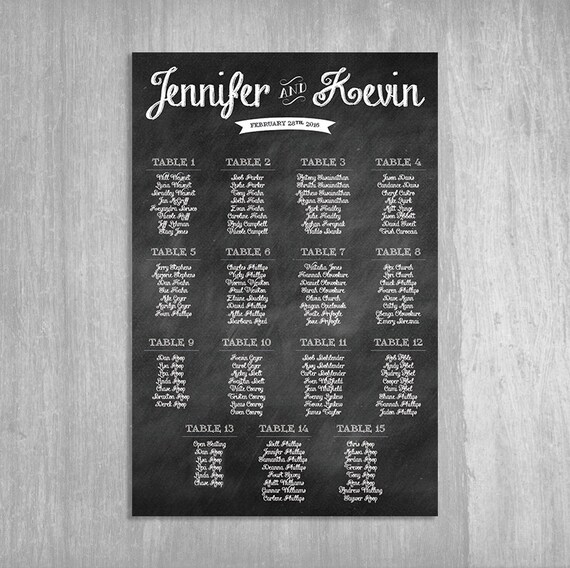 Items similar to Chalkboard Wedding Seating Chart Digital File