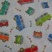 Campers Cream Snuggle Flannel Fabric Lime, Red, Blue, Green, Orange, Flags VW Style