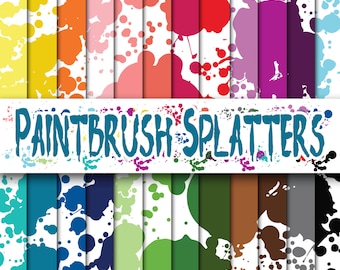 Paint Splatters Digital Paper - Paint Textures - Paint Backgrounds - 24 Colors - 12inx12in - Commercial Use -INSTANT DOWNLOAD