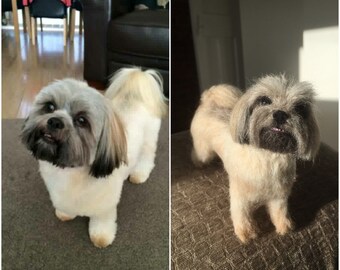 Custom Dog Portrait, Needle Felt MADE To ORDER soft Sculpture Dog, Hand Crafted Lhasa Apso Dog
