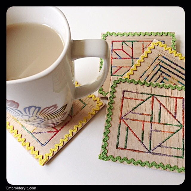 Balsa Wood and Toilet Paper Quilt Blocks Machine Embroidery