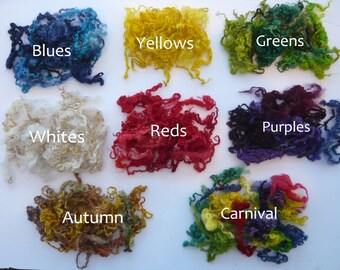 Heidifeathers Curly Wool, Hand Dyed, Teeswater Locks