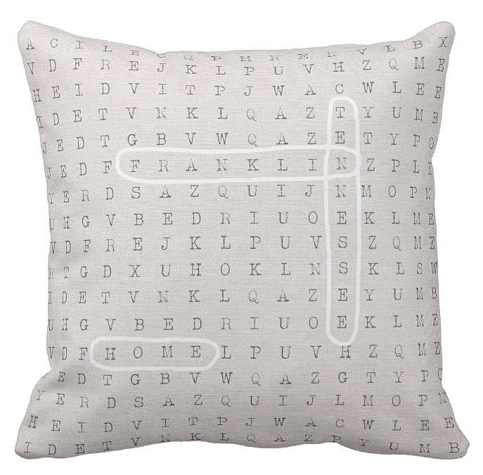Word Search Pillow Cover Personalized Wedding Gift Cotton