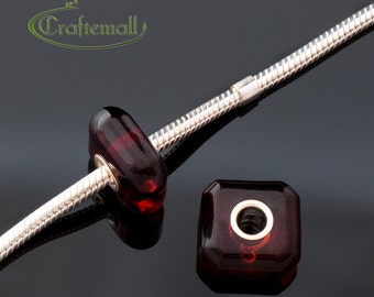 1 Sterling Silver Core Baltic Amber Bead - cherry square - SSGPB20