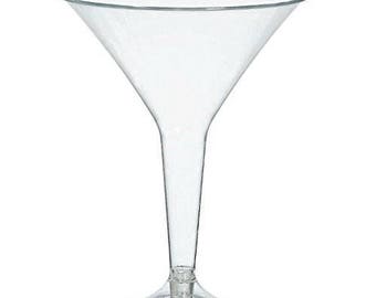Case Of 40 Clear 8 Ounce Plastic Disposable Martini Glasses - Bulk Glasses - Event Drinkware