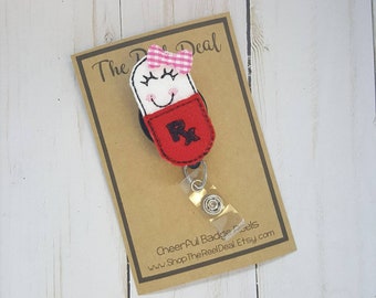 RX Badge Reel, Badge Reel, Feltie Badge Reel, Pharmacy Tech Badge Reel, LPN Badge Reel, Interchangeable Badge Reel, ID Badge Reel