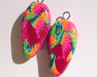 Whispers Dagger Style Charm Handmade Artisan Polymer Clay Beads Pair