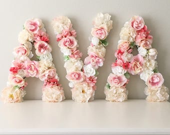 Custom Letter, Flower Letter, Floral Letter, Baby Shower Decor, Birthday Party Decor, Flower Nursery Decor, Baby Girl Gift, Baby Girl Decor