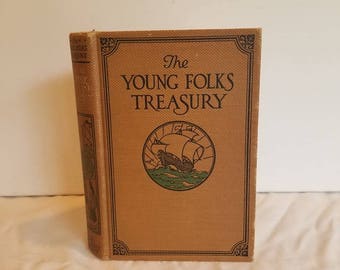 Vintage Hardcover Children's Anthology of Story--The Young Folks Treasury--Classic Literature--1920s--Antique Book