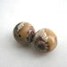Polymer Clay Beads, Light Brown Beads, Round Bead Pair with Coffee Flowers, 2 Pieces