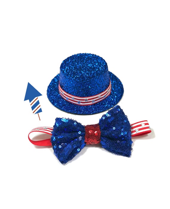 Fourth of July Costume for Dogs || Uncle Sam Hat || Independence Day Hat and Bow Tie