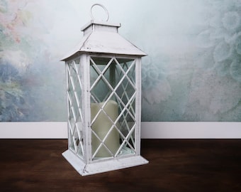 Wedding centerpiece white LED candle lantern party decor plexiglass modern rustic woodland outdoor home shabby chic supply