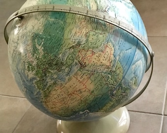 Vintage World Globe - Vintage World Map - Rand McNally Relief World Globe - Cartography - Desk Accessory - Atlas - Australian Seller