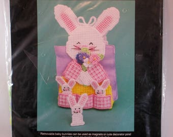 Bucilla Easter Plastic Canvas Kit 6058 Pocket of Bunnies Napkin Holder