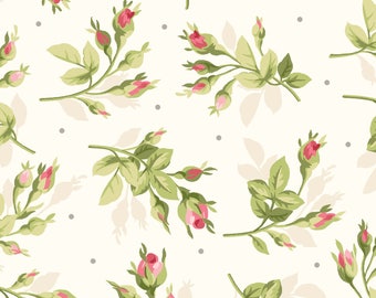 Rosebud Spray - Natural 8394-E by Maywood Studio Cotton Fabric Yardage
